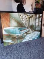 Kunst druk op glas ,schilderij ,metalen aap op paneel, Ophalen