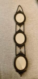 Vintage koperen fotolijstjes aan een ketting, Antiek en Kunst, Ophalen of Verzenden
