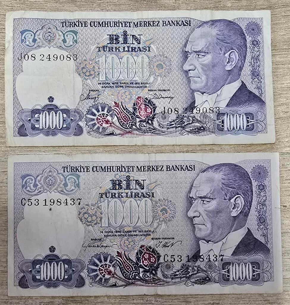 Turkije 2x 1000 lira 2 andere handtekeningen, Ophalen, Midden-Oosten