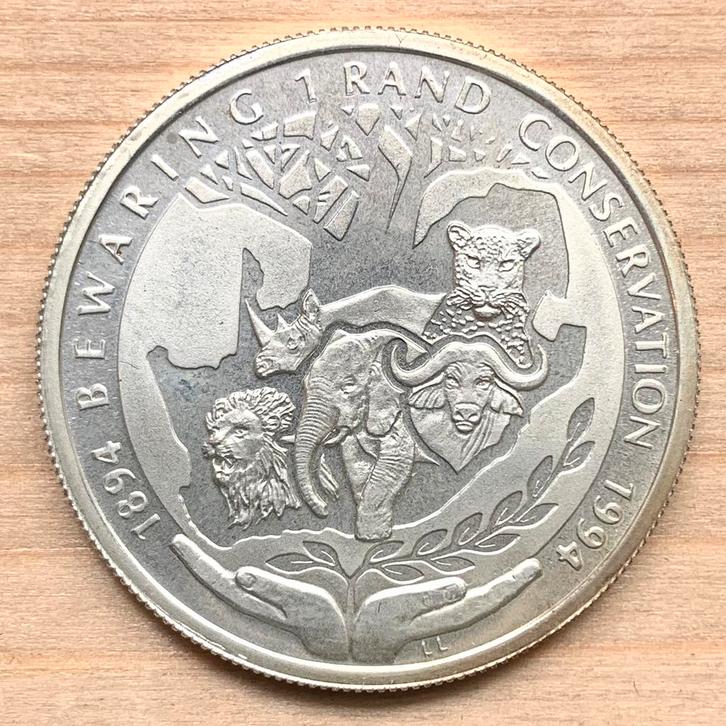 Zuid Afrika 1 Rand 1994 proof zilver “the Big Five”, Postzegels en Munten, Munten | Afrika, Zuid-Afrika, Zilver, Ophalen of Verzenden