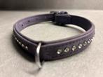 Hondenhalsband leer met steentjes met riem, Dieren en Toebehoren, Ophalen, Zo goed als nieuw