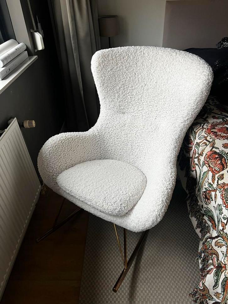 Witte teddy schommelstoel Westwing - babykamer, Huis en Inrichting, Fauteuils, Gebruikt, Stof, 50 tot 75 cm, 75 tot 100 cm, Ophalen