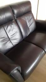 2-zits bank van buffelleer gratis afhalen., Ophalen, Gebruikt, Tweepersoons, Rechte bank