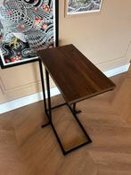 Bijzettafel metaal/hout, Huis en Inrichting, Tafels | Bijzettafels, Ophalen, Zo goed als nieuw, Rond, Minder dan 55 cm