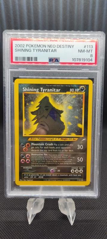 Pokémon kaart Shining Tyranitar 113/105 Neo Destiny PSA 8 beschikbaar voor biedingen