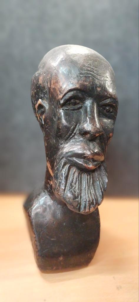 Vintage Houtsnede buste Afrikaanse man, Antiek en Kunst, Kunst | Beelden en Houtsnijwerken, Ophalen of Verzenden