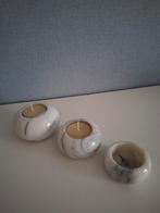 Marmeren waxinelichtjes setje van 3 €5.95, Overige materialen, Ophalen of Verzenden, Zo goed als nieuw, Grijs