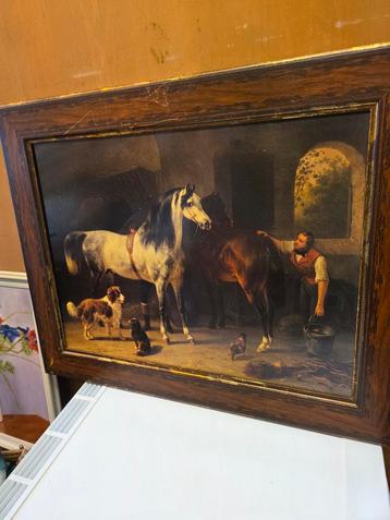 Schilderij met paarden en honden beschikbaar voor biedingen