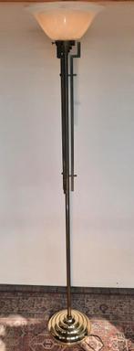 Jrn 60/70 art deco messing vloerlamp,lees de beschrijving., Huis en Inrichting, Lampen | Vloerlampen, Ophalen of Verzenden, Zo goed als nieuw