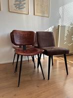 4 x eetkamerstoelen landelijk en industrieel, Huis en Inrichting, Stoelen, Ophalen, Bruin, Vier, Industrieel