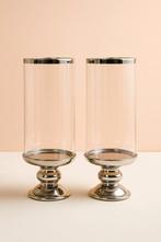 Set van 2 mooie windlichten voor de feestdagen, Ophalen of Verzenden, Zo goed als nieuw, Metaal, Kandelaar