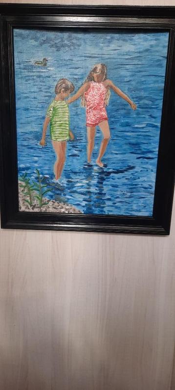 impressionisme spelende kinderen water acryl lia van langen beschikbaar voor biedingen