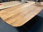 Tafel 280x100 blank hout deens ovaal staal matrix poot, Ophalen, 150 tot 200 cm, Vijf personen of meer, Ovaal