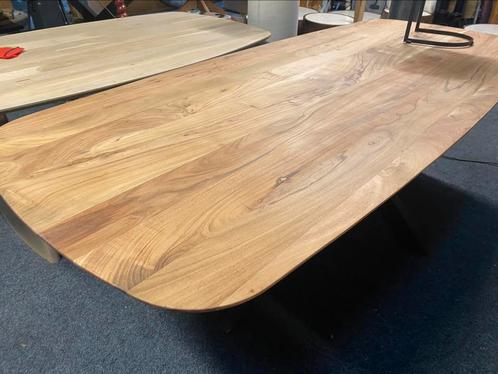 Tafel 280x100 blank hout deens ovaal staal matrix poot, Huis en Inrichting, Tafels | Eettafels, Nieuw, 150 tot 200 cm, 200 cm of meer
