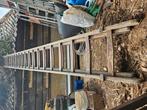 Houten uitschuifbare ladder, Doe-het-zelf en Verbouw, Ladders en Trappen, Ophalen, Gebruikt, 4 meter of meer