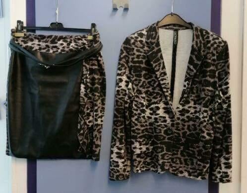 Sao Paulo luipaard setje: Rok + Blazer jasje mt 40-42 35225