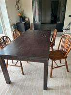 Eettafel met 4 stoelen, Huis en Inrichting, Tafels | Eettafels, Ophalen, 50 tot 100 cm, Zo goed als nieuw, Vijf personen of meer