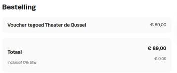 Cadeaukaart Theater de Bussel beschikbaar voor biedingen