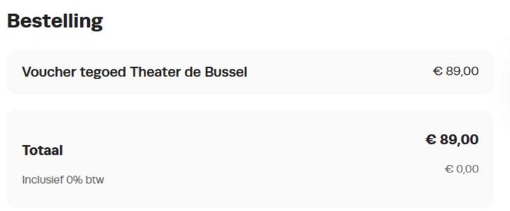 Cadeaukaart Theater de Bussel, Tickets en Kaartjes, Kortingen en Cadeaubonnen, Eén persoon, Overige typen, Cadeaubon