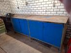 Werkbank 360x 84 diep en 94 hoog incl zware bankschroef, Doe-het-zelf en Verbouw, Ophalen, Gebruikt, Bankschroef