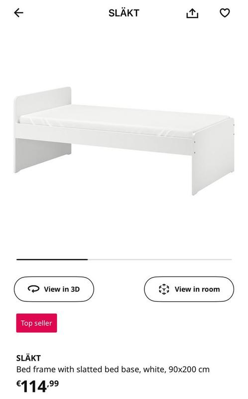 Ikea SLAKT bed + slatted base, Huis en Inrichting, Slaapkamer | Bedden, Zo goed als nieuw, Eenpersoons, 200 cm, Hout, Ophalen