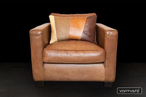 Molinari fauteuil in dikste selectie stierenleer, Huis en Inrichting, Fauteuils, Zo goed als nieuw, Leer, 75 tot 100 cm, 75 tot 100 cm