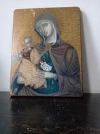 Madonna met Kind,Florentijnsprint op hout,vintage,1950-1970, Ophalen of Verzenden, Zo goed als nieuw