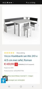 Vicco Hoekbank set Wit 210x41.5cm, Huis en Inrichting, Ophalen of Verzenden, Zo goed als nieuw, Modern, Minder dan 4 stoelen