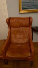 Børge Mogensen Oorfauteuil, klassisk Deens model, roodbruin, Leer, Ophalen of Verzenden