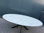 Deens ovale marmer wit eettafel 220 x 110 x 2cm, Ophalen, 100 tot 150 cm, Vijf personen of meer, Ovaal