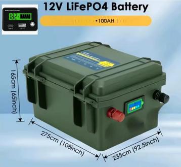 12V 100Ah LiFePO4 Batterij 1280wh NIEUW  beschikbaar voor biedingen