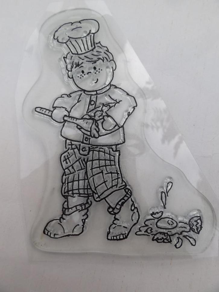 stempel bakker jongetje, Hobby en Vrije tijd, Stempelen, Zo goed als nieuw, Clearstamp, Ophalen of Verzenden
