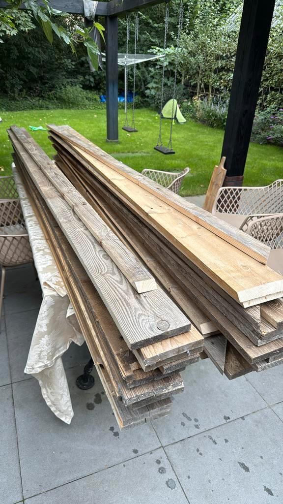 Sloophout aangeboden, Doe-het-zelf en Verbouw, Hout en Planken, Zo goed als nieuw, Plank, Vuren, 200 tot 250 cm, Minder dan 25 mm