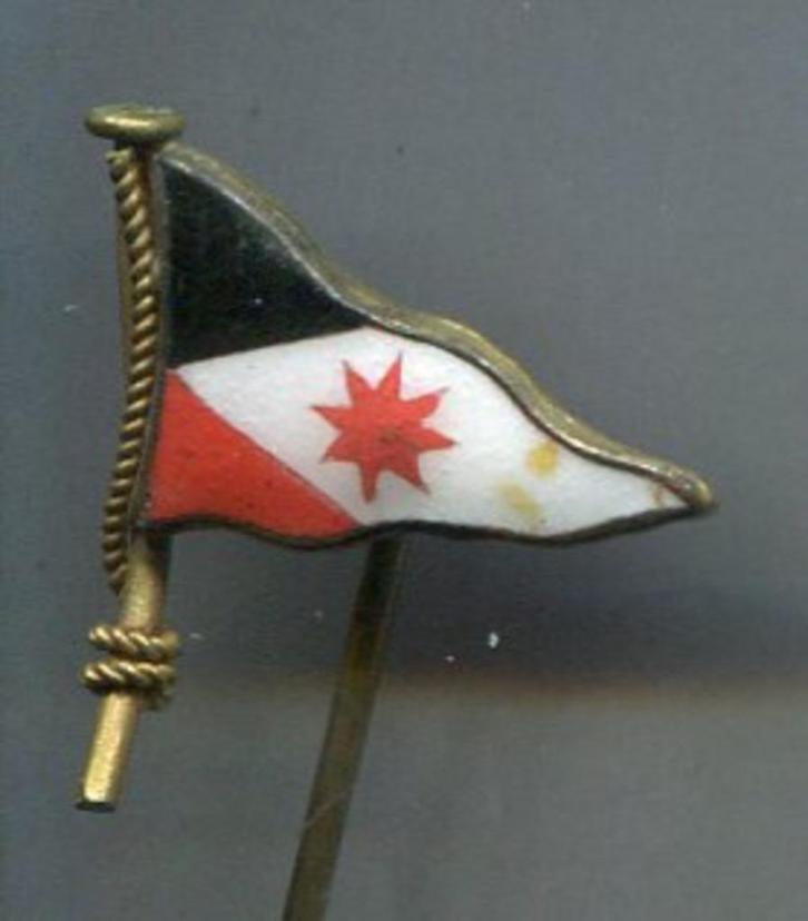 email op zilverkleurig rederij vlag speldje ( W_138 ), Verzamelen, Speldjes, Pins en Buttons, Zo goed als nieuw, Speldje of Pin