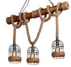 Nieuwe bamboe touwlamp met 3 lampen, Huis en Inrichting, Lampen | Hanglampen, Metaal, Bamboe touwlamp, Nieuw, Ophalen of Verzenden