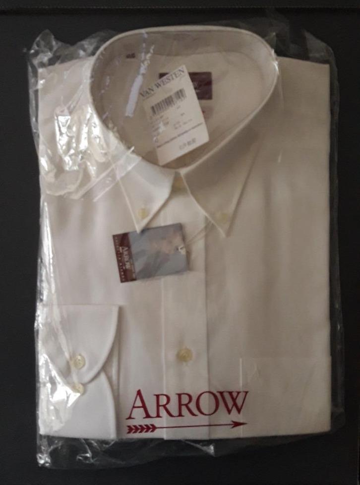 Arrow 2001 vintage heren overhemd, egaal beige met puntkraag, Kleding | Heren, Overhemden, Nieuw, Halswijdte 43/44 (XL), Beige