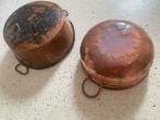 2 antieke kookpannen van koper, Antiek en Kunst, Antiek | Koper en Brons, Ophalen of Verzenden