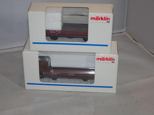 2 x Marklin lageboordwagon 46061/46071 nieuw in OVP (#716), Hobby en Vrije tijd, Modeltreinen | H0, Nieuw, Wagon, Wisselstroom