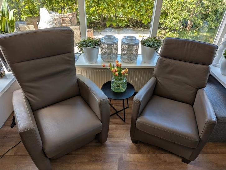 Fauteuil + Sta Op Relaxfauteuil, Huis en Inrichting, Fauteuils, Gebruikt, Leer, 75 tot 100 cm, 75 tot 100 cm, Ophalen