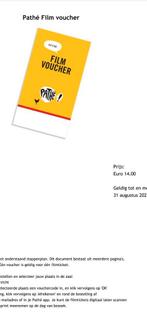 4x Pathe vouchers, Tickets en Kaartjes, Kortingen en Cadeaubonnen, Drie personen of meer, Overige typen