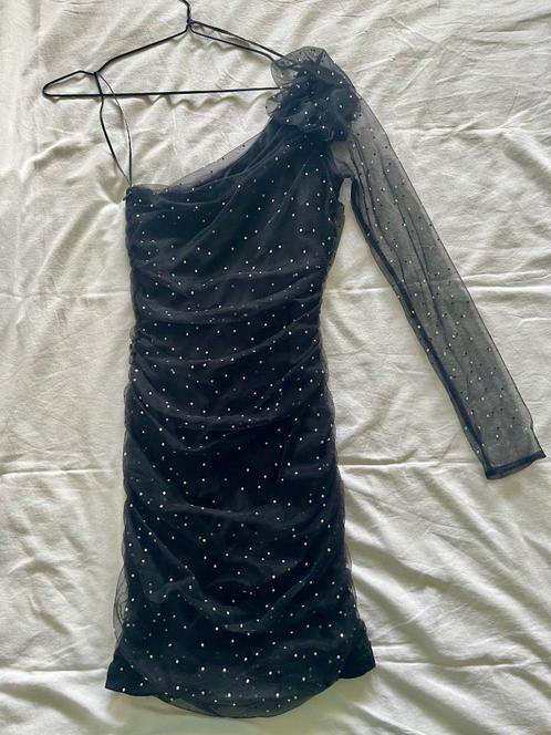 ZARA Asymmetrische Jurk met Siersteentjes, Kleding | Dames, Jurken, Zo goed als nieuw, Maat 34 (XS) of kleiner, Zwart, Boven de knie