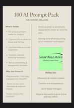 100 AI prompt voor content creators digitaal bestand, Boeken, E-books, Overige onderwerpen, SmartFilez
