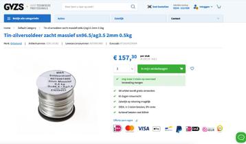 Tin-zilversoldeer zacht massief sn 96.5 / ag 3.5 2mm 0.5kg beschikbaar voor biedingen