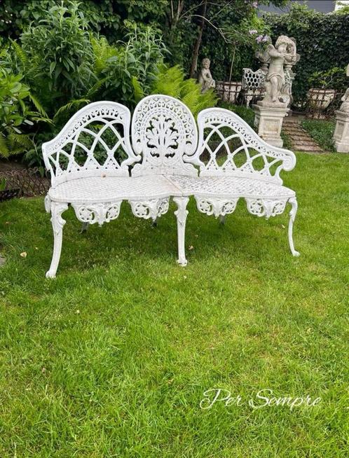 Per Sempre,Prachtig Romantisch Decoratief Tuinbankje, Tuin en Terras, Tuinsets en Loungesets, Zo goed als nieuw, Aluminium, Bank