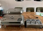 VERHUUR 3 x shafing dish en 1x electrisch warmhoudbak, Huis en Inrichting, Ophalen, Zo goed als nieuw, Overige materialen