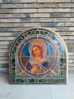 Antiek gebrandschilderd glas-in-lood paneel  Maria, ca. 1900, Antiek en Kunst, Ophalen