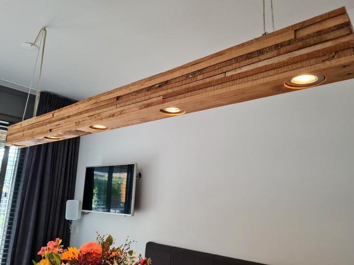 Plafond hanglamp, Huis en Inrichting, Lampen | Plafondlampen, Zo goed als nieuw, Hout, Ophalen