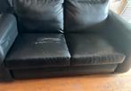 Zwarte leren tweezitsbank -GRATIS, Huis en Inrichting, Ophalen, Gebruikt, 150 tot 200 cm, Tweepersoons