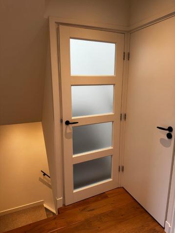 Interior Door with Frosted Glass Insets – Modern White beschikbaar voor biedingen