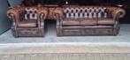 Chesterfield bank en fauteuil, Ophalen, Gebruikt, 125 cm of meer, .